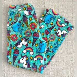 Nordstrom Candy Pink Girls Ice Cream Unicorn Fleece Pajama Pants Size 7 8 NWOT